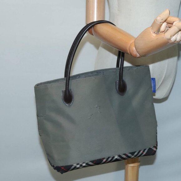 Burberrys Nova Check Blue Label Hand Bag Canvas Khaki - Picture 11 of 14